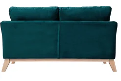 Miliboo Canapé Design|Voir Tous Les Canapés-Canapé scandinave déhoussable 2 places en tissu velours bleu pétrole et bois clair OSLO