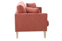 Miliboo Canapé Design|Voir Tous Les Canapés-Canapé scandinave déhoussable 2 places en tissu effet velours texturé terracotta et bois clair OSLO