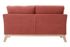 Miliboo Canapé Design|Voir Tous Les Canapés-Canapé scandinave déhoussable 2 places en tissu effet velours texturé terracotta et bois clair OSLO