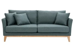 Miliboo Canapé Design|Voir Tous Les Canapés-Canapé scandinave déhoussable 3 places en tissu vert de gris et bois clair OSLO