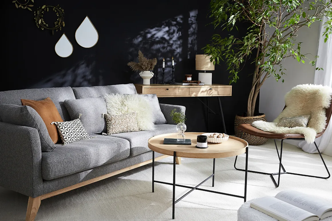 Miliboo Canapé Design|Voir Tous Les Canapés-Canapé scandinave déhoussable 3 places en tissu vert de gris et bois clair OSLO