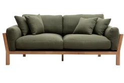 Miliboo Canapé Design|Voir Tous Les Canapés-Canapé scandinave déhoussable 3 places en tissu kaki et bois clair KYO