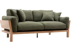 Miliboo Canapé Design|Voir Tous Les Canapés-Canapé scandinave déhoussable 3 places en tissu kaki et bois clair KYO