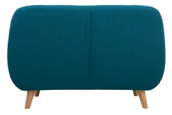 Miliboo Canapé Design|Voir Tous Les Canapés-Canapé scandinave déhoussable 2 places en tissu bleu canard et bois clair YNOK