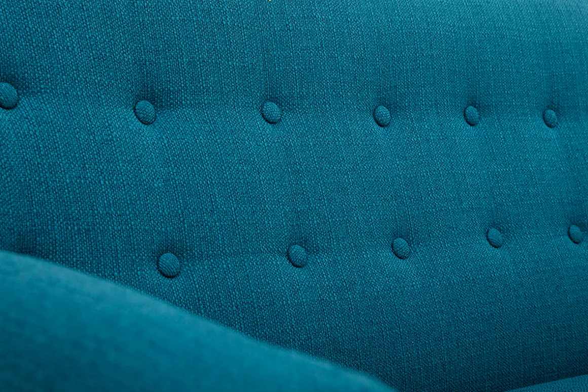 Miliboo Canapé Design|Voir Tous Les Canapés-Canapé scandinave déhoussable 2 places en tissu bleu canard et bois clair YNOK