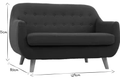 Miliboo Canapé Design|Voir Tous Les Canapés-Canapé scandinave déhoussable 2 places en tissu bleu canard et bois clair YNOK