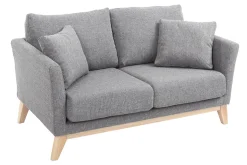 Miliboo Canapé Design|Voir Tous Les Canapés-Canapé scandinave déhoussable 2 places en tissu gris clair et bois clair OSLO