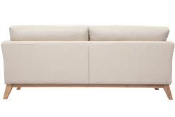 Miliboo Canapé Design|Voir Tous Les Canapés-Canapé scandinave déhoussable 3 places en tissu beige et bois clair OSLO