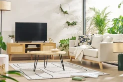 Miliboo Canapé Design|Voir Tous Les Canapés-Canapé scandinave déhoussable 3 places en tissu beige et bois clair OSLO