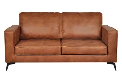 Miliboo Canapé Cuir|Voir Tous Les Canapés-Canapé vintage 2-3 places cuir marron cognac aspect vieilli et métal noir SONNY