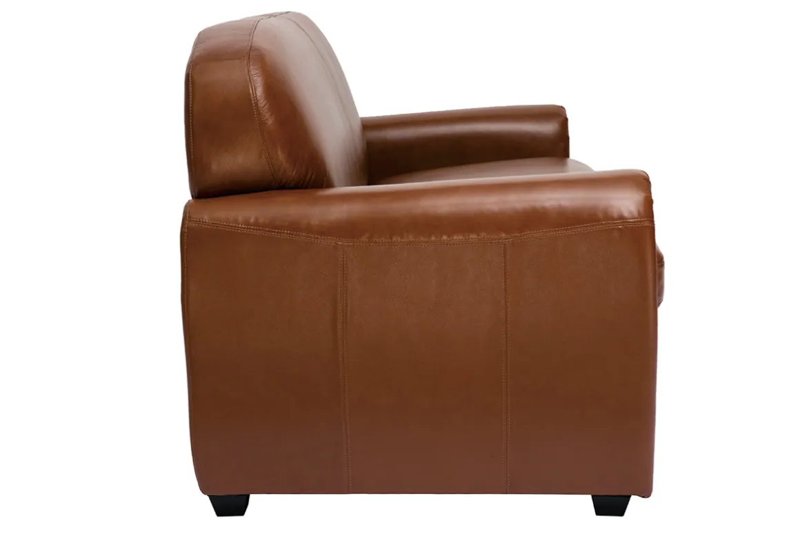 Miliboo Canapé Cuir|Voir Tous Les Canapés-Canapé vintage 3 places cuir marron et bois noir CLUB