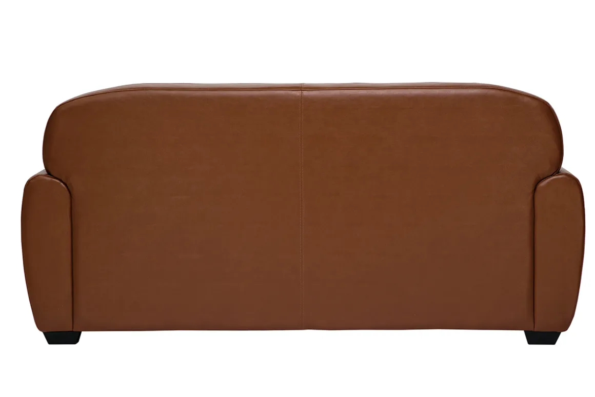 Miliboo Canapé Cuir|Voir Tous Les Canapés-Canapé vintage 3 places cuir marron et bois noir CLUB