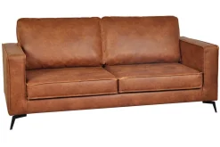 Miliboo Canapé Cuir|Voir Tous Les Canapés-Canapé vintage 3 places cuir marron cognac aspect vieilli et métal noir SONNY