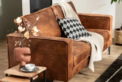 Miliboo Canapé Cuir|Voir Tous Les Canapés-Canapé vintage 3 places cuir marron cognac aspect vieilli et métal noir SONNY