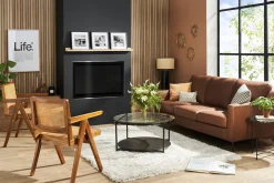 Miliboo Canapé Cuir|Voir Tous Les Canapés-Canapé vintage 3 places cuir marron et bois noir OXMO