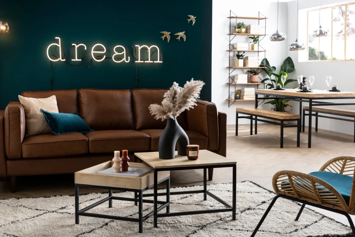 Miliboo Canapé Cuir|Voir Tous Les Canapés-Canapé vintage 3 places cuir marron et bois foncé BRADLEY