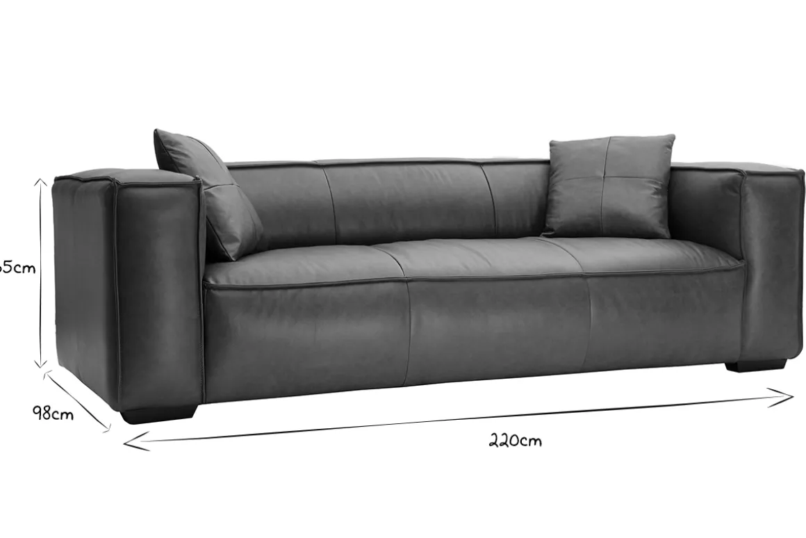 Miliboo Canapé Cuir|Voir Tous Les Canapés-Canapé vintage 3 places cuir marron et bois noir COBAIN