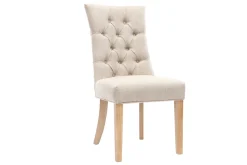Miliboo Chaise Design-Chaise classique en tissu lin naturel et bois clair massif VOLTAIRE