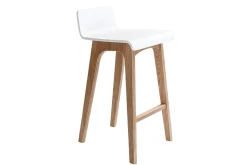 Miliboo Tabouret De Bar-Chaise de bar scandinave bois et blanc H65 cm BALTIK