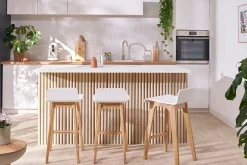 Miliboo Tabouret De Bar-Chaise de bar scandinave noir et bois foncé H65 cm BALTIK