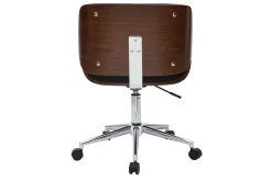 Miliboo Fauteuil De Bureau|Fauteuil De Bureau Petit Prix-Chaise de bureau à roulettes design noir, bois foncé noyer et acier chromé RUBBENS