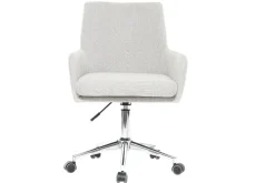 Miliboo Fauteuil De Bureau-Chaise de bureau à roulettes en tissu gris clair et acier chromé SHANA