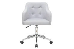 Miliboo Fauteuil De Bureau|Fauteuil De Bureau Petit Prix-Chaise de bureau à roulettes capitonnée en tissu gris clair et acier chromé BALTIK