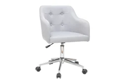 Miliboo Fauteuil De Bureau|Fauteuil De Bureau Petit Prix-Chaise de bureau à roulettes capitonnée en tissu gris clair et acier chromé BALTIK