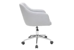 Miliboo Fauteuil De Bureau|Fauteuil De Bureau Petit Prix-Chaise de bureau à roulettes capitonnée en tissu gris clair et acier chromé BALTIK
