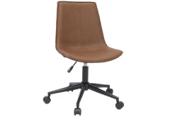 Miliboo Fauteuil De Bureau|Fauteuil De Bureau Petit Prix-Chaise de bureau à roulettes marron et métal noir LISON