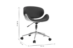 Miliboo Fauteuil De Bureau-Chaise de bureau à roulettes design noir, bois clair et acier chromé WALNUT