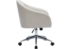 Miliboo Fauteuil De Bureau|Fauteuil De Bureau Petit Prix-Chaise de bureau à roulettes capitonnée en tissu effet velours texturé naturel er acier chromé SHARON