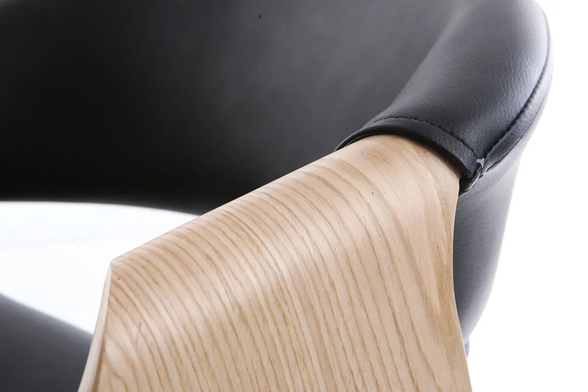 Miliboo Fauteuil De Bureau|Fauteuil De Bureau Petit Prix-Chaise de bureau à roulettes design noir, bois clair et acier chromé ARAMIS