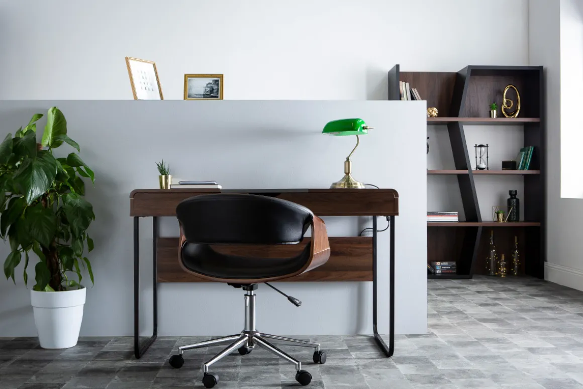 Miliboo Fauteuil De Bureau|Fauteuil De Bureau Petit Prix-Chaise de bureau à roulettes design noir, bois clair et acier chromé ARAMIS