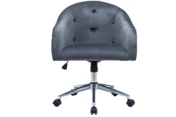 Miliboo Fauteuil De Bureau|Fauteuil De Bureau Petit Prix-Chaise de bureau à roulettes capitonnée en tissu velours gris foncé et acier chromé SHARON