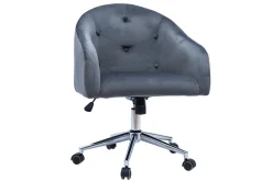 Miliboo Fauteuil De Bureau|Fauteuil De Bureau Petit Prix-Chaise de bureau à roulettes capitonnée en tissu velours gris foncé et acier chromé SHARON
