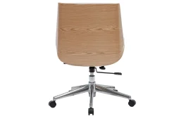 Miliboo Fauteuil De Bureau-Chaise de bureau à roulettes design en tissu gris clair, bois clair et acier chromé CURVED