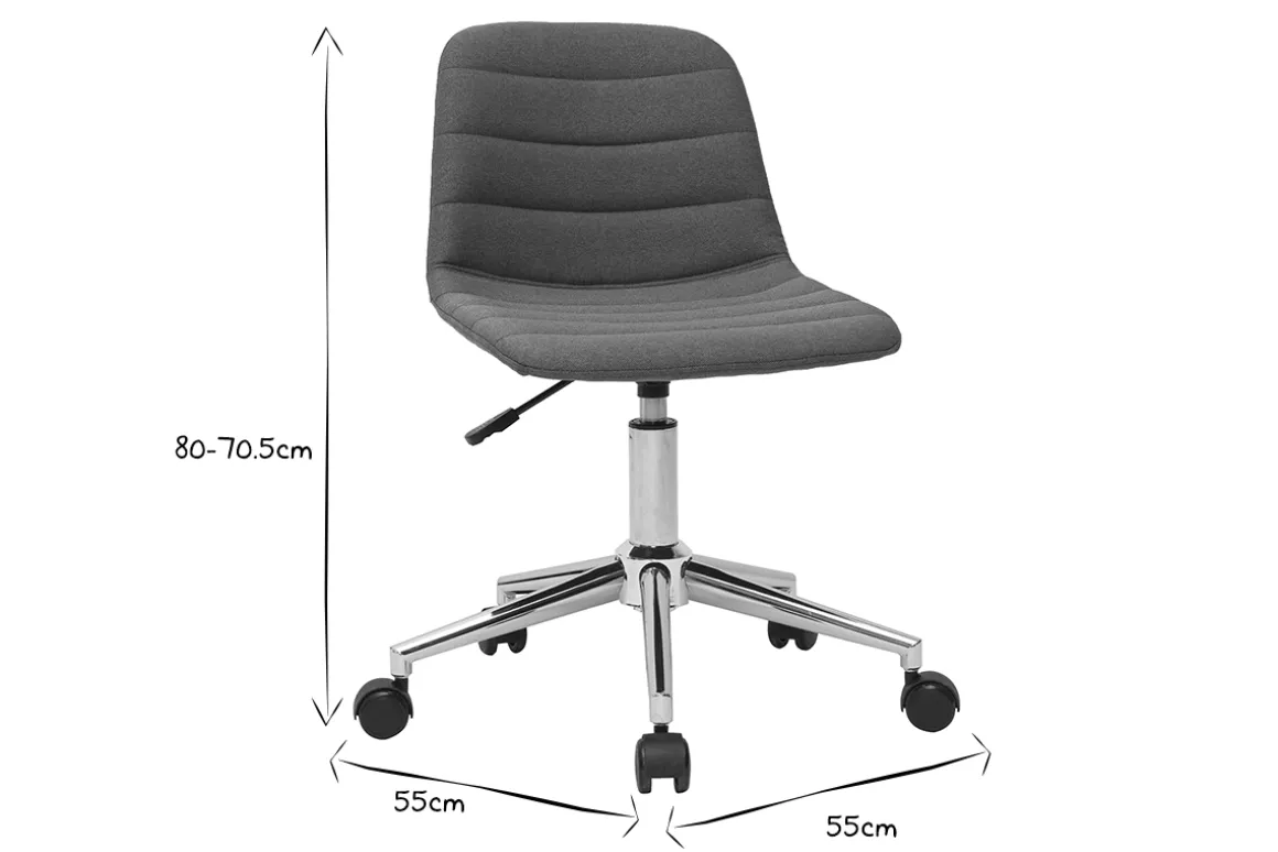 Miliboo Fauteuil De Bureau|Fauteuil De Bureau Petit Prix-Chaise de bureau à roulettes design en tissu bleu canard et acier chromé SAURY