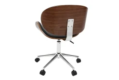 Miliboo Fauteuil De Bureau|Fauteuil De Bureau Petit Prix-Chaise de bureau à roulettes design noir, bois foncé noyer et acier chromé WALNUT