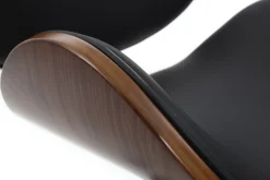 Miliboo Fauteuil De Bureau|Fauteuil De Bureau Petit Prix-Chaise de bureau à roulettes design noir, bois foncé noyer et acier chromé WALNUT
