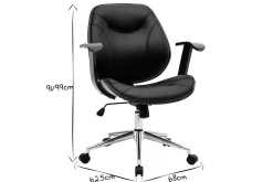 Miliboo Fauteuil De Bureau-Chaise de bureau à roulettes design noir, bois foncé noyer et acier chromé YORKE