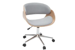 Miliboo Fauteuil De Bureau|Fauteuil De Bureau Petit Prix-Chaise de bureau à roulettes design en tissu gris, bois clair et acier chromé BENT