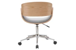 Miliboo Fauteuil De Bureau|Fauteuil De Bureau Petit Prix-Chaise de bureau à roulettes design en tissu gris, bois clair et acier chromé BENT