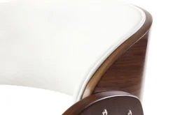 Miliboo Fauteuil De Bureau-Chaise de bureau à roulettes design blanc, bois foncé noyer et acier chromé BENT