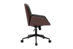 Miliboo Fauteuil De Bureau-Chaise de bureau à roulettes design noir, bois foncé et métal noir MARLOW