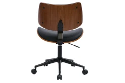 Miliboo Fauteuil De Bureau|Fauteuil De Bureau Petit Prix-Chaise de bureau à roulettes design noir, bois foncé noyer et métal noir MALMO