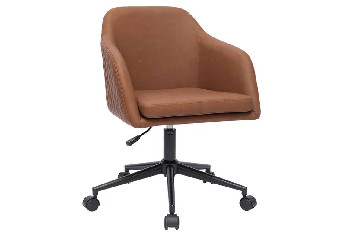 Miliboo Fauteuil De Bureau|Fauteuil De Bureau Petit Prix-Chaise de bureau à roulettes marron et métal noir DOUG