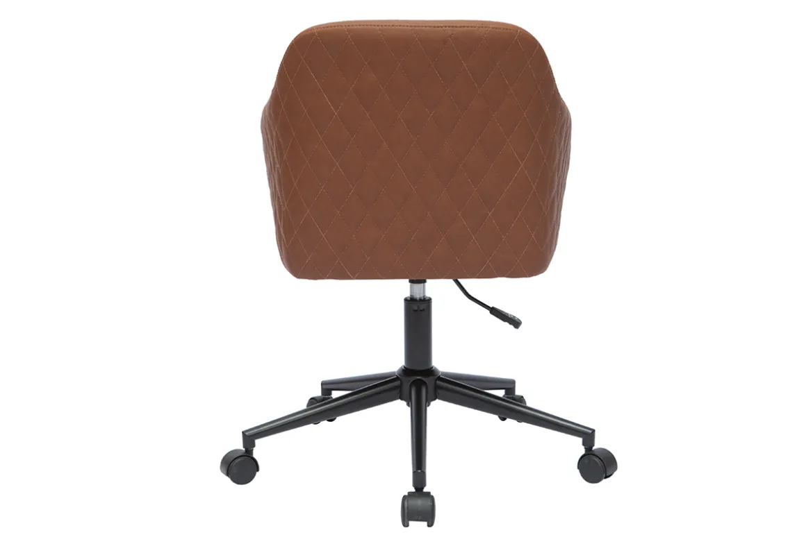 Miliboo Fauteuil De Bureau|Fauteuil De Bureau Petit Prix-Chaise de bureau à roulettes marron et métal noir DOUG
