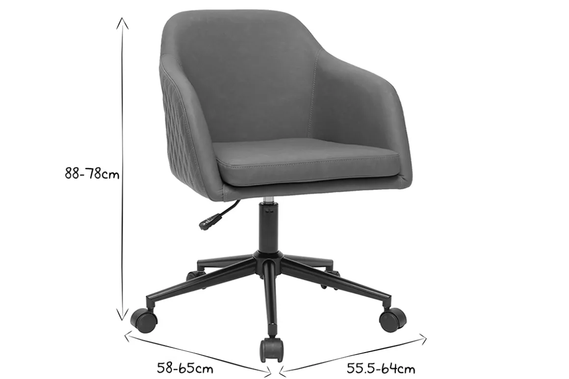 Miliboo Fauteuil De Bureau|Fauteuil De Bureau Petit Prix-Chaise de bureau à roulettes marron et métal noir DOUG