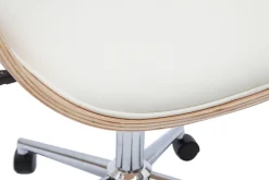 Miliboo Fauteuil De Bureau-Chaise de bureau à roulettes design blanc, bois clair et acier chromé HANSEN
